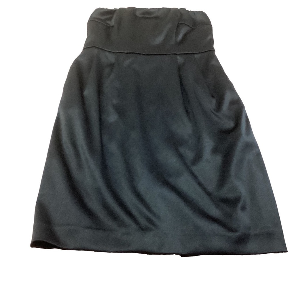 NEW Express Design Studio Black Strapless Fit & Flare Sateen Dress 0 Pockets